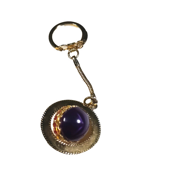 Spinner Keychain Red Purple Gold Tone Lightweight Fun Activity - Picture 2 of 4